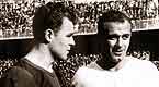 Mitos. Kubala y Di Stefano coincidieron en un partido amistoso que el argentino disput con el Bara. 3 de marzo de 1957.