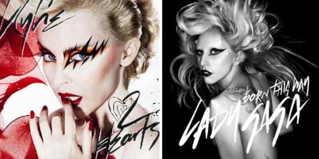 Comparativa de las portadas de Kylie Minogue (izquierda) y Lady Gaga (derecha).